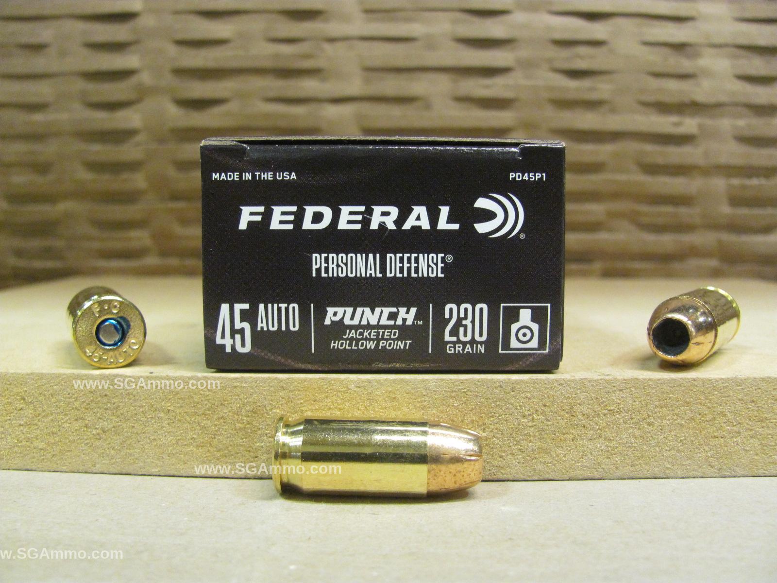 200 Round Case 45 Auto 230 Grain Punch Jacketed Hollow Point Federal